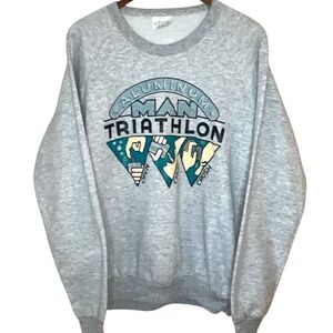Vintage Aluminum Man Triathlon Open, Chug, Crush Drinking Grey Marle Sweatshirt
